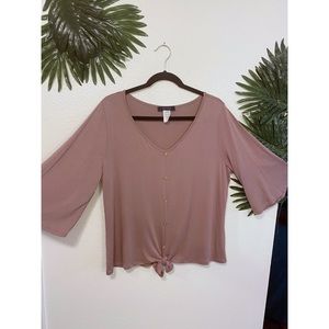 Corvia Mid Sleeve Buttoned Knot Front Shirt